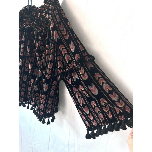 Miss Me Womens Medium Renaissance Bohemian Hippie Retro Velvet Tassel Trim Top‎ - Picture 9 of 9